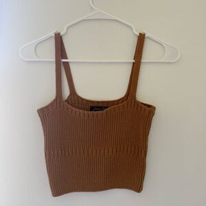 NWOT Emory Park Brown Ribbed Crop Tank Top